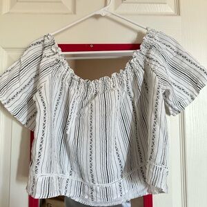 White and Black Striped Women's Top